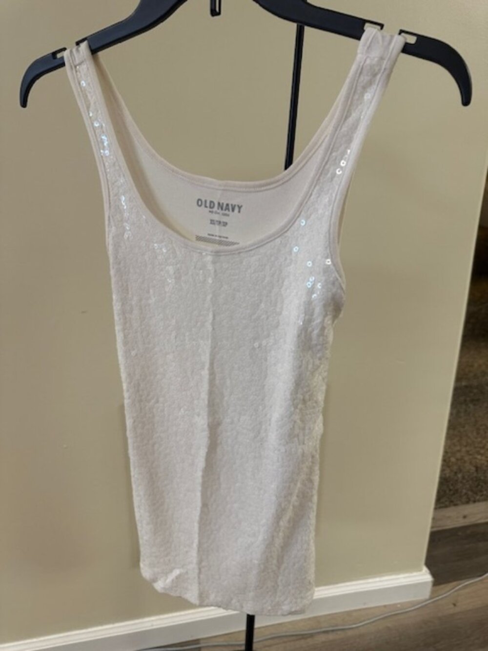 white sequin tank